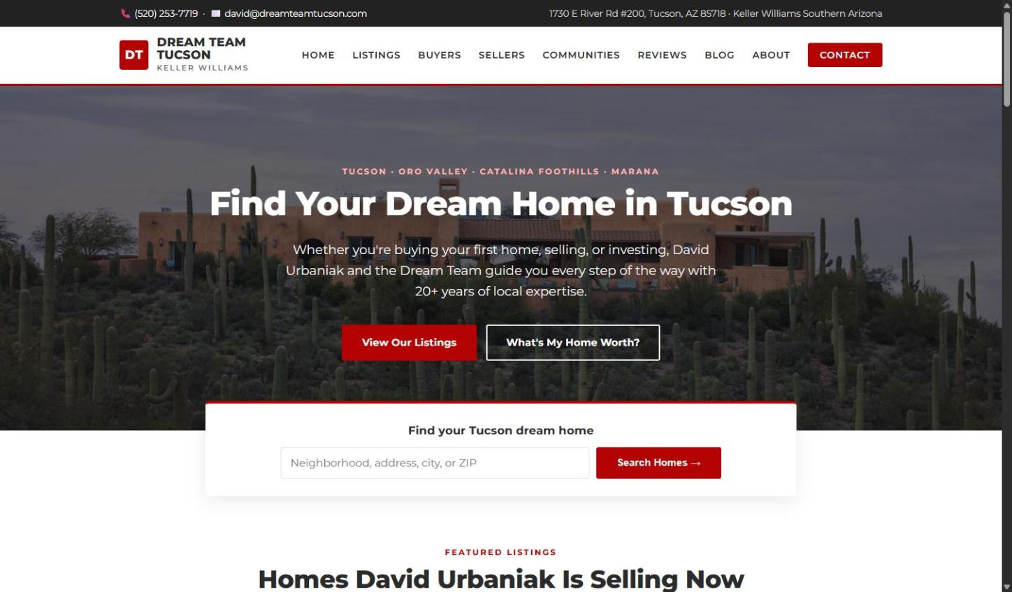 Screenshot of dreamteamtucson.com